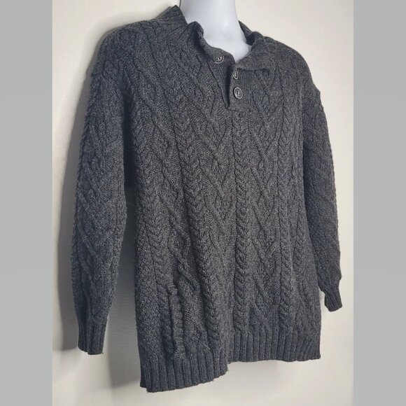 Inis Craft Mens Sz XL Ireland Cable Knit Fisherman Merino Wool Pullover Sweater - Picture 3 of 8